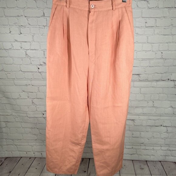 VTG Christy Girl USA Pink Elastic Waist Pleated Trousers Pants 12 (27 x 26) - Picture 1 of 11
